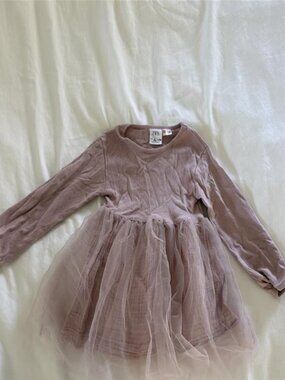 Zara toddler girl purple tulle long sleeve dress 4T